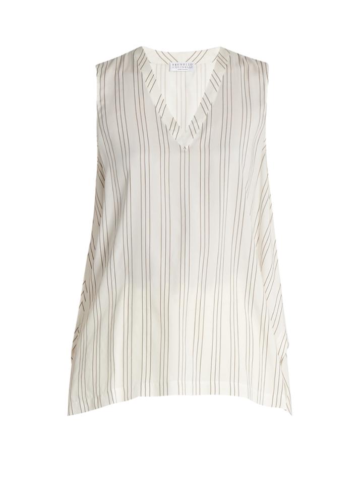 Brunello Cucinelli Striped Silk Top