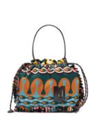 Matchesfashion.com La Doublej - Pleated-trim Rio Verde-print Canvas Bucket Bag - Womens - Multi