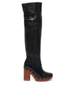Matchesfashion.com Jacquemus - Sabots Leather Over The Knee Boots - Womens - Black