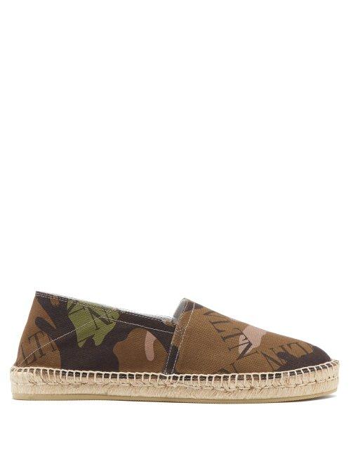 Matchesfashion.com Valentino - Vltn Collapsible Heel Canvas Espadrilles - Mens - Green