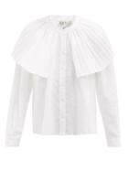 Matchesfashion.com Sea - Bailey Broomstick Pleated Linen-blend Blouse - Womens - White