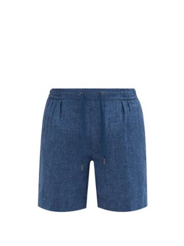 Ralph Lauren Purple Label - Dorset Elasticated Linen Shorts - Mens - Blue