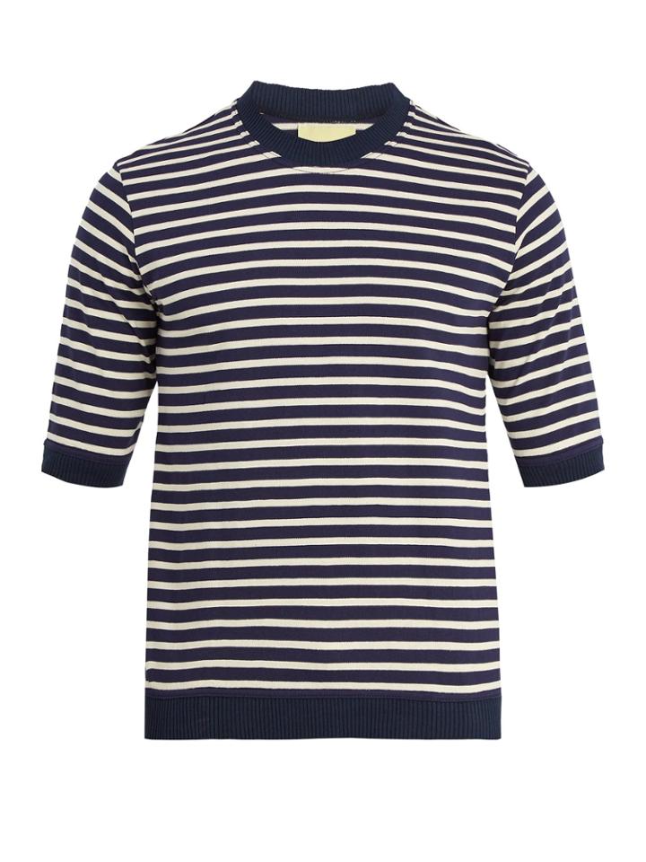De Bonne Facture Crew-neck Striped Cotton Sweater