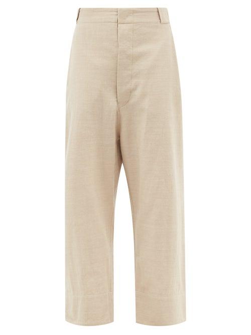 Lauren Manoogian - Wide-leg Wool-blend Twill Trousers - Womens - Light Beige