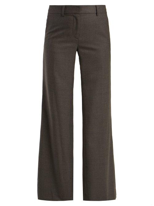 Matchesfashion.com Nili Lotan - Irene Wide Leg Wool Crepe Trousers - Womens - Grey