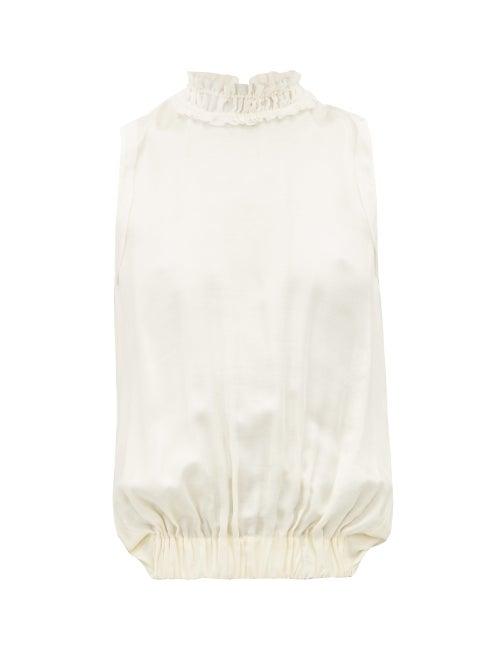 Matchesfashion.com Ann Demeulemeester - High Neck Gathered Nanette Top - Womens - Cream