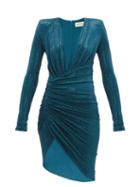 Matchesfashion.com Alexandre Vauthier - Crystal Embellished Draped Mini Dress - Womens - Blue
