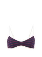 Matchesfashion.com Solid & Striped - Nantucket Breton Striped Cotton Blend Bikini Top - Womens - Navy Stripe