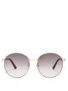 Matchesfashion.com Gucci - Round Frame Web Striped Sunglasses - Womens - Grey Multi