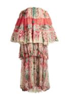 Roberto Cavalli Phoenix-print Tiered Pleated Silk-chiffon Gown