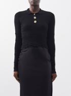 Jacquemus - Aouro Ribbed-jersey Polo Shirt - Womens - Black