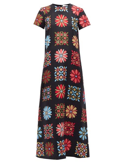 Matchesfashion.com La Doublej - Swing Floral-print Maxi Dress - Womens - Black Multi