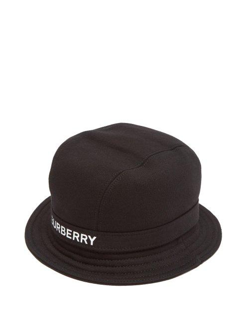 Matchesfashion.com Burberry - Logo Printed Cotton Jersey Bucket Hat - Mens - Black