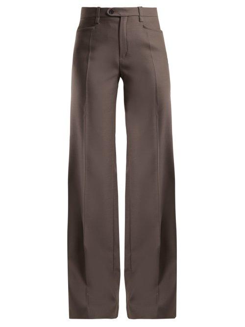 Matchesfashion.com Chlo - Mid Rise Wide Leg Wool Blend Trousers - Womens - Dark Grey