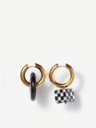 Timeless Pearly - Mismatched Pearl & Gold-plated Hoop Earrings - Womens - Black Multi