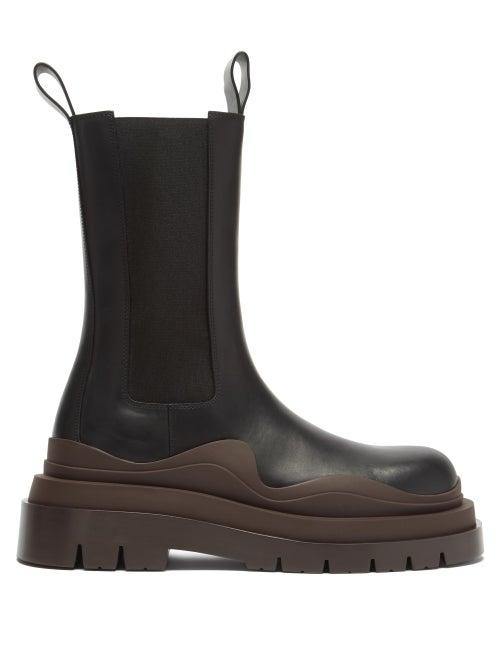 Matchesfashion.com Bottega Veneta - Bv Tire Leather Chelsea Boots - Womens - Black Brown