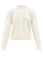 Cecilie Bahnsen - Geneva Open-back Cable-knit Wool-blend Sweater - Womens - Ivory