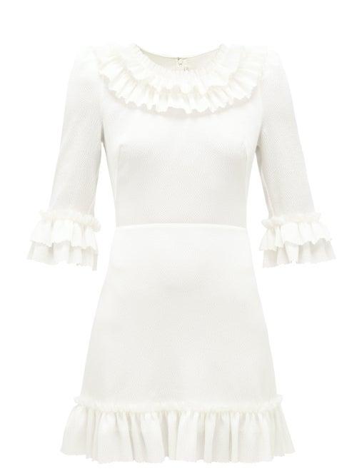 Matchesfashion.com The Vampire's Wife - The Gloria Ruffle-trim Stretch-silk Mini Dress - Womens - White