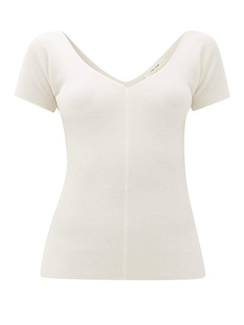 Matchesfashion.com The Row - Tain Ribbed Wool-blend Top - Womens - Ivory