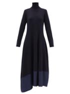 Matchesfashion.com Jil Sander - Asymmetric Wool-blend Midi Dress - Womens - Navy