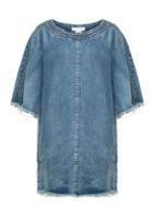 Chloé Scoop-neck Frayed-edge Denim Dress