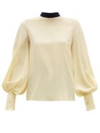 Matchesfashion.com Roksanda - Cala Bishop Sleeve Silk Crepe De Chine Blouse - Womens - Light Yellow