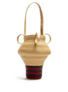 Rosie Assoulin Striped Woven-straw Jug Bag