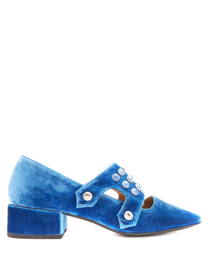 Toga Velvet Embellished Mid-heel Loafers