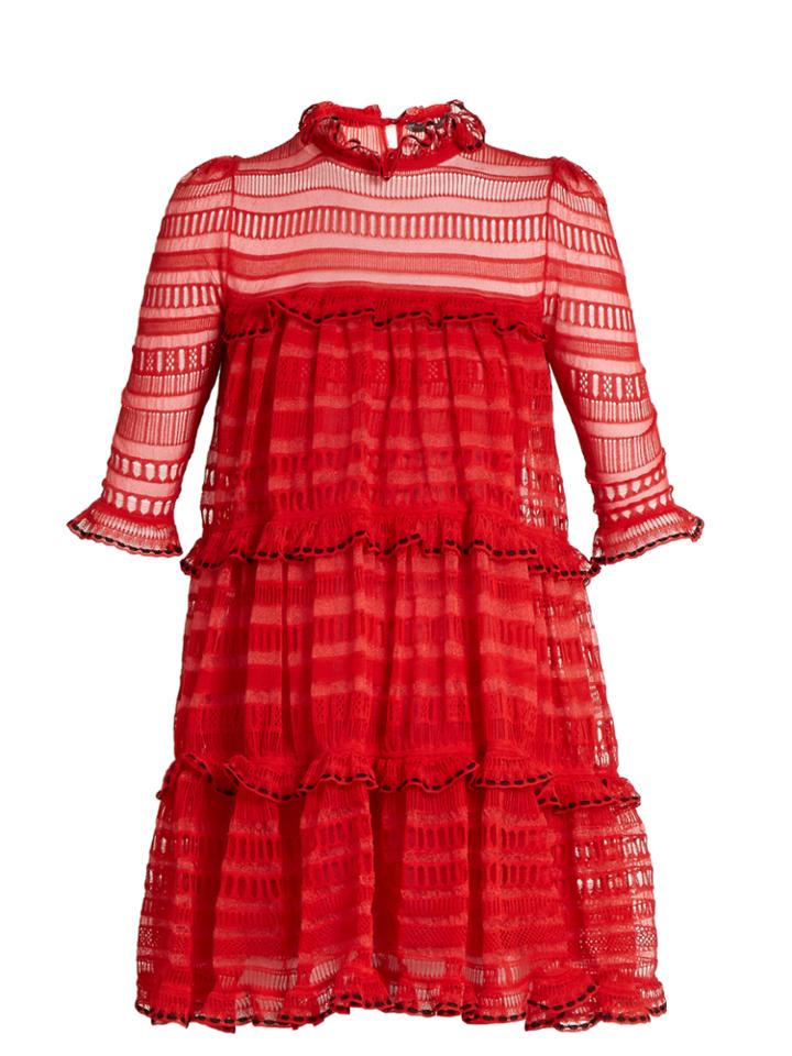 Alexander Mcqueen Ruffle-trimmed Ladder-lace Dress