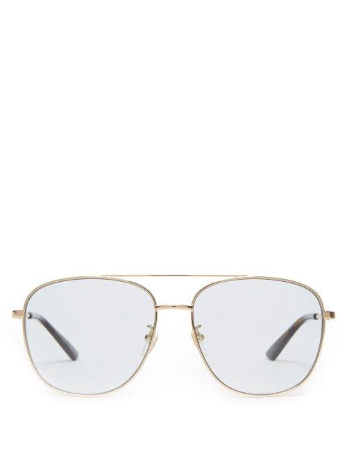 Matchesfashion.com Gucci - Tortoiseshell Acetate Aviator Sunglasses - Mens - Gold