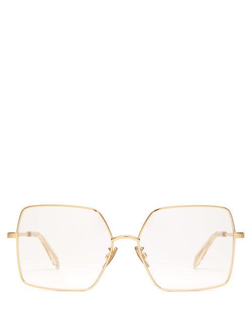 Matchesfashion.com Celine Eyewear - Square Metal Glasses - Womens - Gold