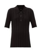 Matchesfashion.com Joseph - Ribbed Jersey Polo Shirt - Womens - Black