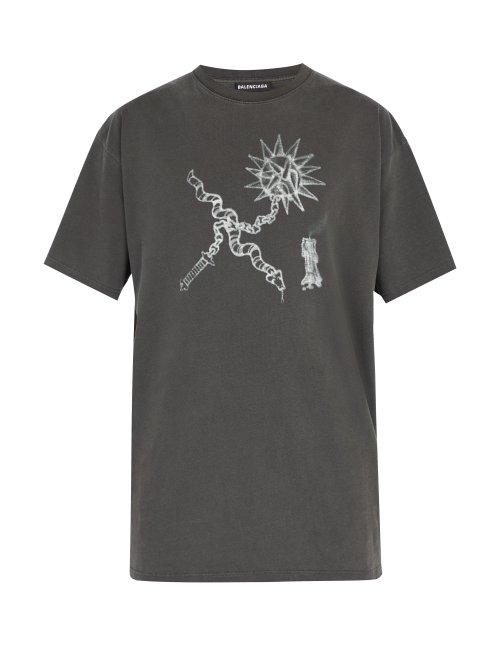 Matchesfashion.com Balenciaga - Goth Oversized Cotton T Shirt - Mens - Black
