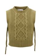S.s. Daley - Blandine Cable-knit Wool Sweater Vest - Mens - Dark Green