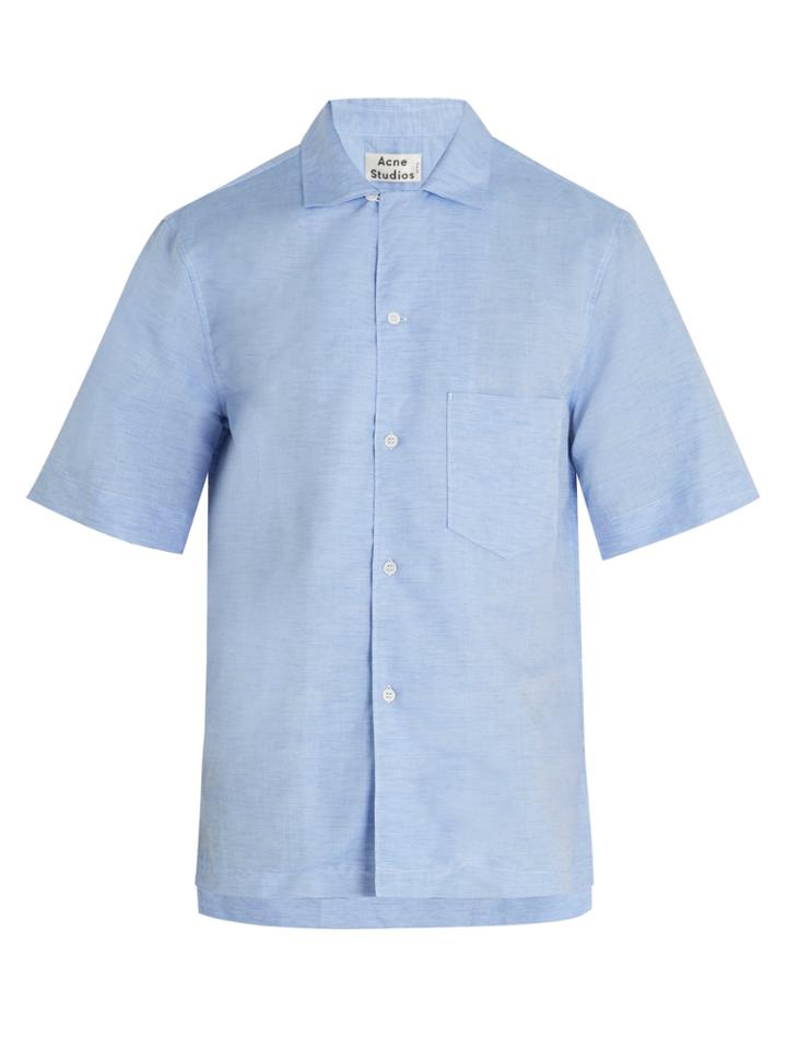 Acne Studios Elms Chamb Short-sleeved Linen-blend Shirt