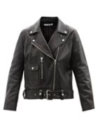 Acne Studios - Belted Leather Biker Jacket - Womens - Black