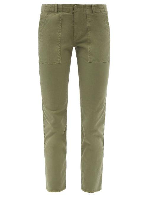 Ladies Rtw Nili Lotan - Jenna Cropped Cotton-blend Slim-leg Trousers - Womens - Khaki