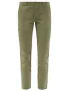 Ladies Rtw Nili Lotan - Jenna Cropped Cotton-blend Slim-leg Trousers - Womens - Khaki