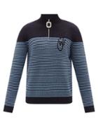 Jw Anderson - Logo-embroidered Ribbed-merino Sweater - Mens - Blue