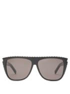 Matchesfashion.com Saint Laurent - Studded Flat Top Acetate Sunglasses - Womens - Black