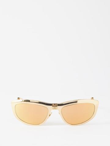 Givenchy Eyewear - 4g Folding-frame Metal Sunglasses - Mens - Dark Yellow