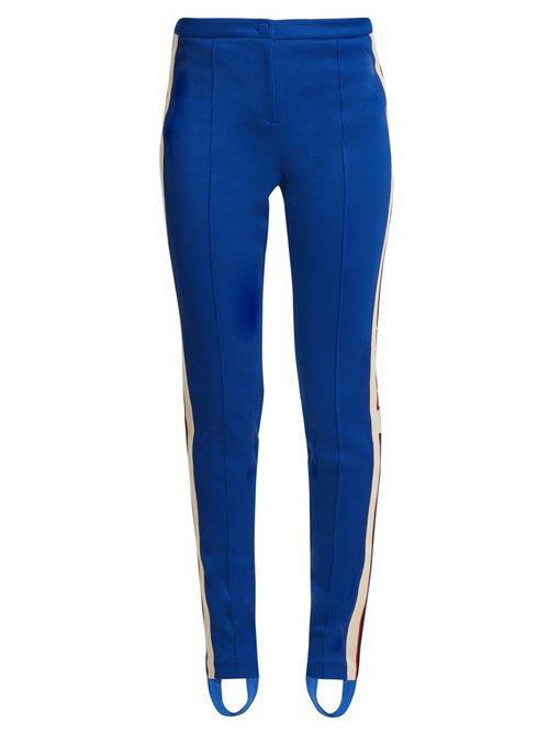 Matchesfashion.com Gucci - Contrast Stripe Stirrup Hem Leggings - Womens - Blue Multi