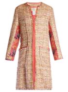 Etro Brocade-insert Collarless Tweed Coat