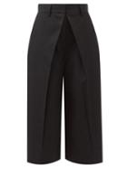 Jw Anderson - Pleated Wool-twill Cropped Trousers - Womens - Black
