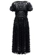 Matchesfashion.com Cecilie Bahnsen - Tia Floral Appliqu Organza Midi Dress - Womens - Black