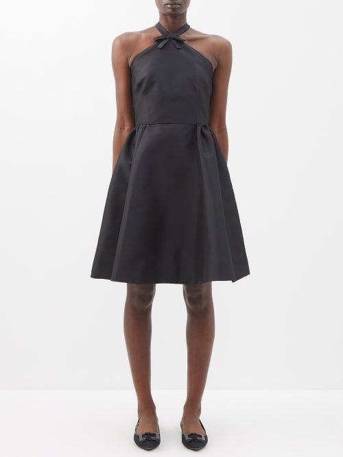 Bernadette - Jones Bow-tied Satin Sleeveless Mini Dress - Womens - Black