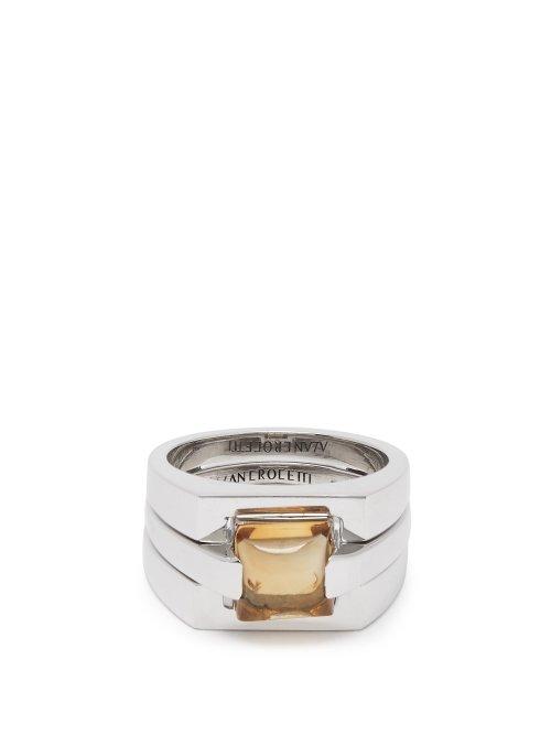 Matchesfashion.com Alan Crocetti - Puzzle Silver & Citrine Ring - Mens - Silver