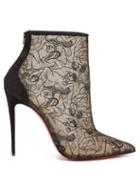Matchesfashion.com Christian Louboutin - Psybootie 100 Embroidered Mesh Ankle Boots - Womens - Black
