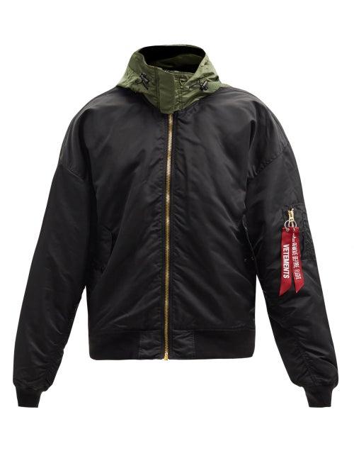 Matchesfashion.com Vetements - Panelled Technical-twill Bomber Jacket - Mens - Black
