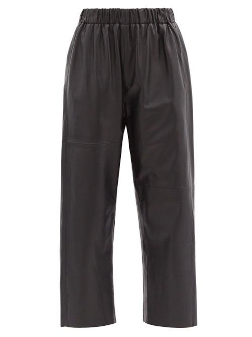 Matchesfashion.com Mm6 Maison Margiela - High-rise Cropped Leather Trousers - Womens - Black